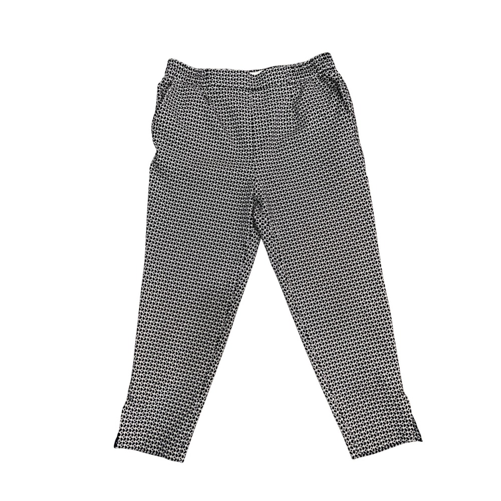 ANTHROPOLOGIE Academia Black Motif Larkin Jacquard Tapered Pull On Trouser M